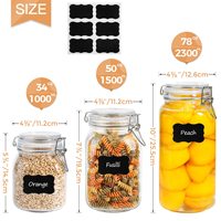Bocal de conservation des aliments en verre de 50oz avec couvercle hermétique, grande boîte de cuisine pour les pâtes à café et les céréales, pot Mason carré