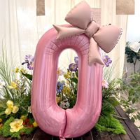 40 pouces Film aluminium Forme extraterrestre Rose Nœud papillon Ballons numérotés Décoration de fête d'anniversaire adulte Accessoires d'installation simples