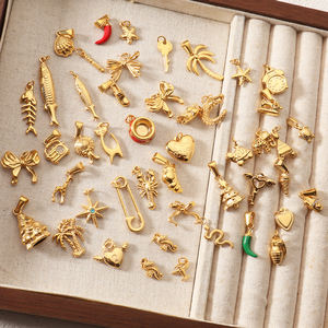 Minimalista Diy COLLAR COLGANTE 18K chapado en oro impermeable corazón pajarita encanto serpiente pez langosta Chile dragón encanto colgante - Product Image 6