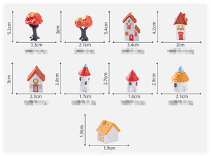 Statuette de jardin pour enfants, thème conte de fées, amour religieux, en résine, style rétro européen, avec cheminée en briques rouges et arbre artificiel - Product Image 2
