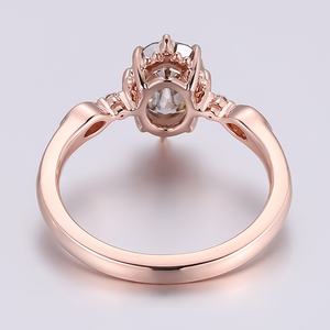 แหวนหมั้นเพชรทองคำแท้ 10k 14k 18k โรสโกลด์ จาก Provence Jewelry แหวนแต่งงานมอยซาไนต์ทรงรีสีเทาที่ได้รับการรับรอง - Product Image 2