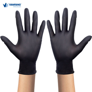 Gants médicaux jetables en nitrile YANFANG noirs de 9 pouces non stériles pour la cuisine, la transformation alimentaire et l'utilisation en usine - Product Image 1
