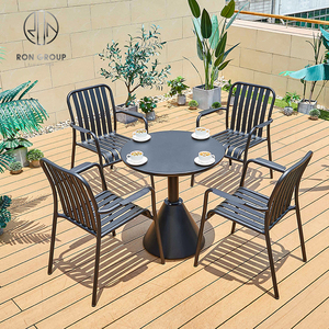 Mesa <span class=keywords><strong>de</strong></span> comedor moderna para exteriores, mueble <span class=keywords><strong>de</strong></span> metal y aluminio para bar, jardín y café, venta al por mayor - Product Image 2