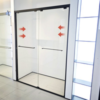 Type personnalisé Moderne Rectangle Droit En Acier Inoxydable Salle De Douche Double Porte Mobile Cloison En Verre Salle De Bains Ménage Sec Humide