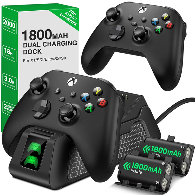 Dual Controller Charging Dock for Xbox Series X|S & One with 2 Rechargeable Battery Packs ABS Rapid Charging Station