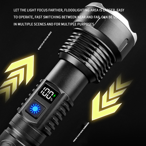 Mạnh mẽ <span class=keywords><strong>3800</strong></span> lumens cơ thể kim loại dẫn đèn pin không thấm nước Loại-C có thể sạc lại Cắm Trại Ngoài Trời LED <span class=keywords><strong>Torch</strong></span> - Product Image 3