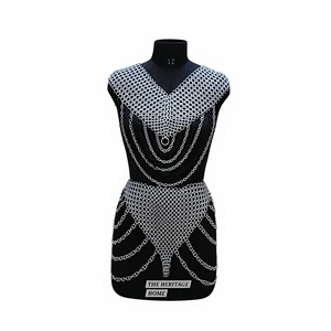 Chaleco de malla de acero inoxidable plateado, diseño irregular, armadura de moda, ropa de metal soldado - Product Image 4