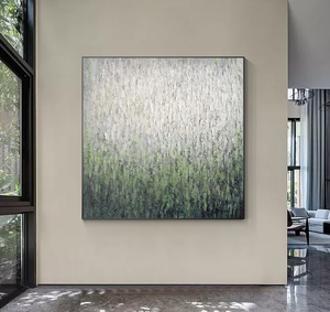 Pintura acrílica abstracta enmarcada con textura mixta de arena de sílice verde azul personalizada grande moderna para el hogar, Hotel, oficina, Arte de la pared Decoración - Product Image 2