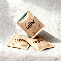 Sacs d'emballage pour grains de café en papier kraft personnalisés, scellés sur 3 côtés, avec fermeture éclair et logo personnalisé, qualité alimentaire en plastique