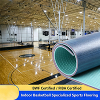 Revêtement de sol pour terrain de basketball HANLI en PVC à texture bois de 6,0 mm, tapis vinyle sportif ignifuge et absorbant les chocs, vente en gros