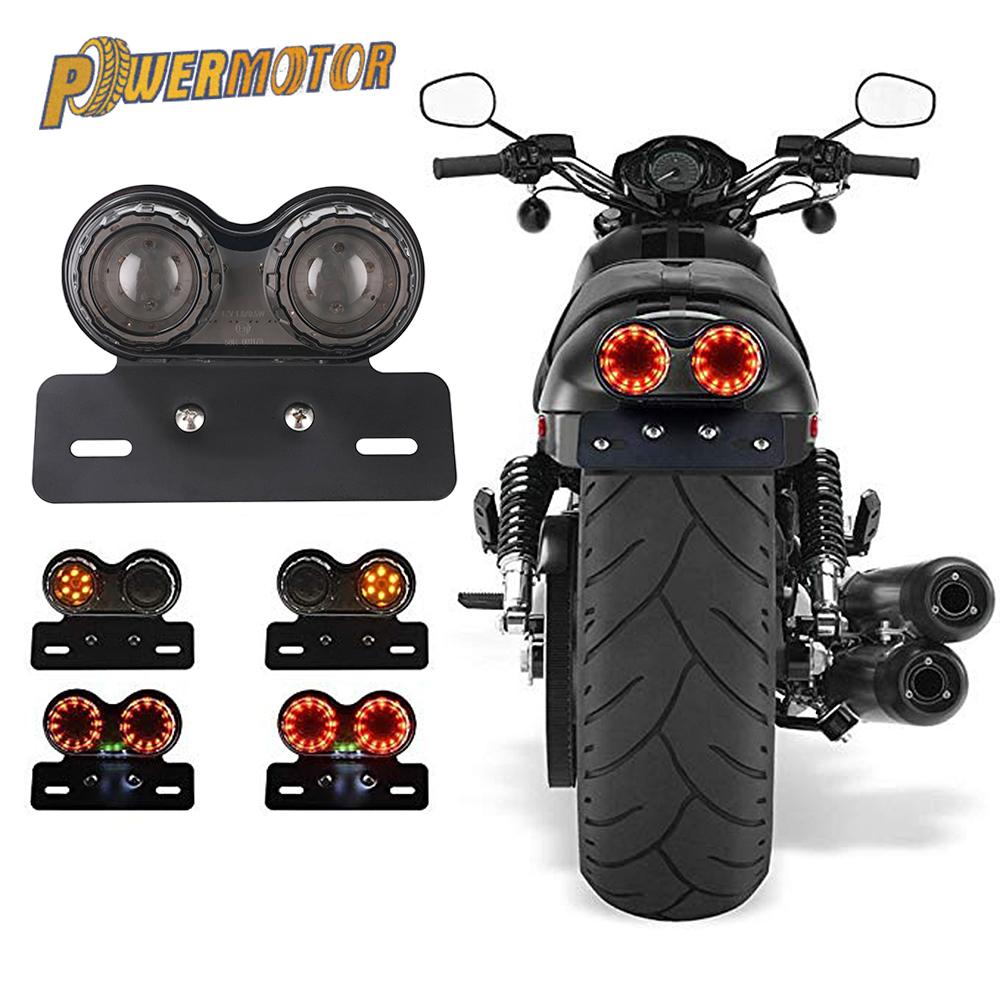 12 В универсальные сигнальные огни для мотоцикла двойная задняя фара для мотоцикла задняя фара СВЕТОДИОДНАЯ встроенная задняя фара двойная фара лицензия