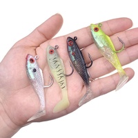 Leurre de pêche bionique transfrontalier lesté au plomb avec hameçon 65g/6cm, leurre de pêche à queue en T, appât artificiel dur irisé, lot de 3 pièces