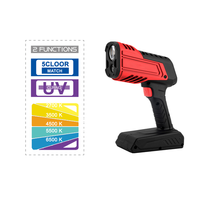 2 in 1 Rechargeable Car Detailing Inspection Light  LED Color Match Light 365nm UV Curing Lamp