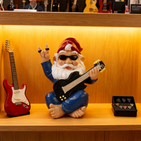 Sculpture en résine de gnome rock avec guitare électrique, statue à barbe blanche pour décoration punk rock pour les amateurs de musique comme cadeau de Noël