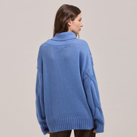 Pull col roulé femme bleu élégant et simple, nouvelle collection automne 2026
