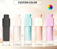 Flacon pompe airless carré et rond double couche 15ML 30ML 50ML en plastique ABS+AS+PP pour emballage de soins de la peau