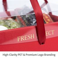 Boîte d'emballage pour fruits écologique personnalisée, adaptée aux oranges, aux raisins, aux bleuets, aux cerises, avec couvercle transparent en PVC, ruban, boîte cadeau