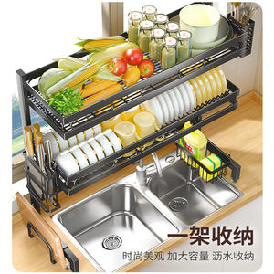 ชั้นวางของในครัวแบบติดผนัง ชั้นวางจานขนาดใหญ่ ที่คว่ำจาน อุปกรณ์จัดระเบียบอ่างล้างจาน ชั้นวางแบบสี่เหลี่ยม ขนาด L - Product Image 1