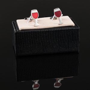 Commercio all'ingrosso di moda di alta qualità combinazione epossidica smalto bottiglia di vino rosso calice gemelli gioielli - Product Image 4