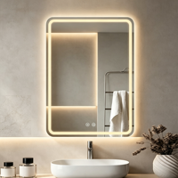 Miroir tactile LED, miroir argenté sans cuivre à 91,5 % de transmittance, design moderne, écologique, réglable pour appartement et villa