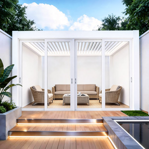 <span class=keywords><strong>Pergola</strong></span> bioclimatique en aluminium électrique, système réglable personnalisé, jardin, piscine, villa, imperméable, extérieur, à lames orientables - Product Image 5