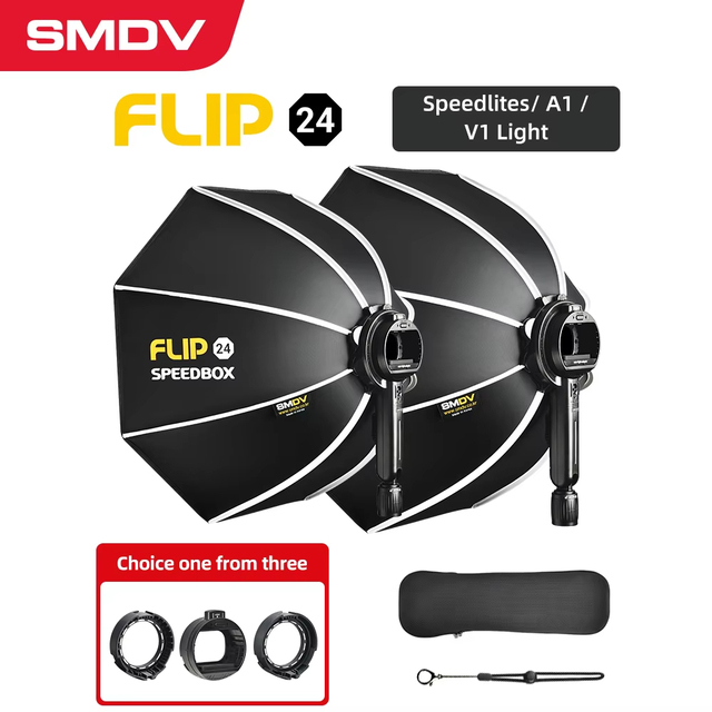 SMDV 24 Flip 60cm Quick Release Parabolic for Softbox for Godox V1 AD100PRO V860II PRO Flashes Outdoor Photo Studio Accessory