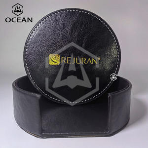 Dessous de verre en cuir PU blanc tapis de tasse d'impression de logo en relief personnalisé pour <span class=keywords><strong>Restaurant</strong></span> - Product Image 2