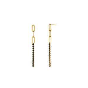 Pendientes Largos Cuadrados con Circonita Blanca y Negra ROXI, Plata S925 - Product Image 1