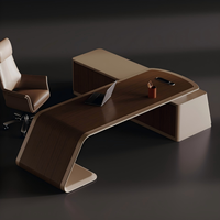 Bureau de direction moderne et minimaliste de luxe avec chargeur sans fil intégré et armoire latérale de rangement en forme de L pour bureau de PDG