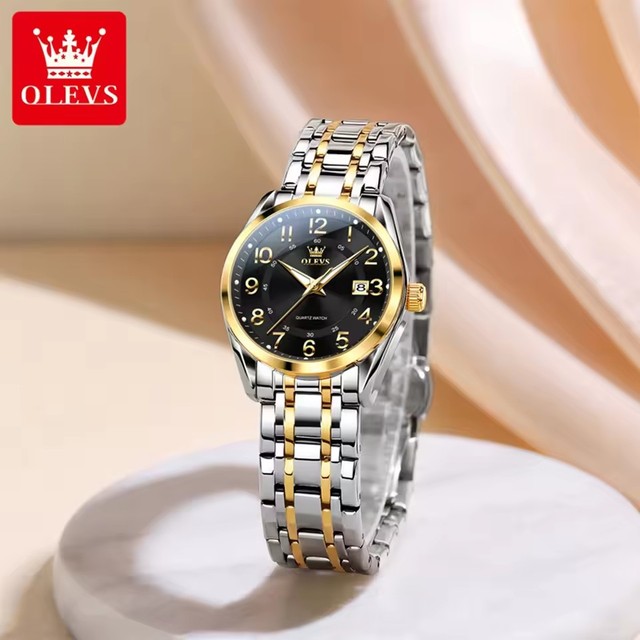 Olevs 3666 Women's Watches Elegant Fashion Top Brand Original Quartz Watch Dual Calendar Waterproof Luminous Hands Ladies Clock