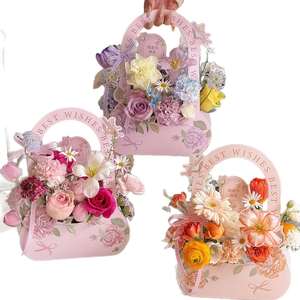 Boîte à fleurs portable à motif papillon en gros, boîte cadeau pour bouquet, fournitures d'emballage pour fleuristes - Product Image 3