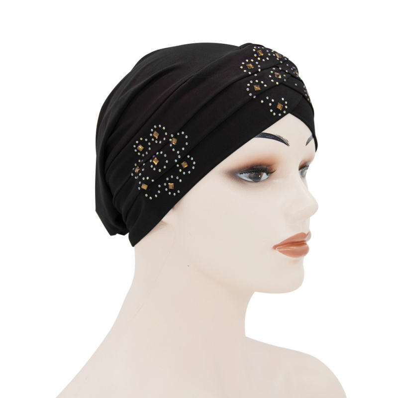 HZM-22097 New Muslim Women Pearl Turban Hat Chemo Beanie Fashion