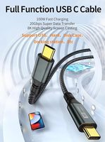 Câble vidéo USB-C vers USB-C en nylon à prix avantageux, 3.2 Gen2 20 Gbps PD 100 W 8K, charge rapide pour iPhone 15/16 Plus Pro Max