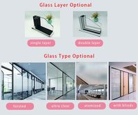 Cloison de séparation en verre style français avec cadre en aluminium pour bureau, cloison amovible modulaire acoustique pour intérieur