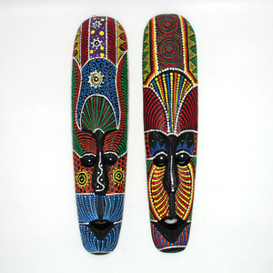 Masque tribal africain en bois sculpté à la main Art mural écologique Décoration faciale pour le salon Hall d'hôtel et intérieurs culturels - Product Image 1