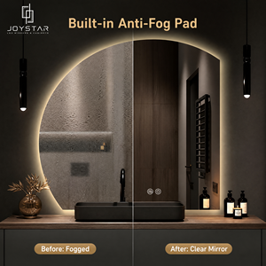 <span class=keywords><strong>Specchio</strong></span> da Bagno LED Semicircolare Irregolare Intelligente IP44 Retroilluminato CCT Dimmerabile Antiappannamento per Progetti all'Ingrosso in Europa di Joystar - Product Image 3