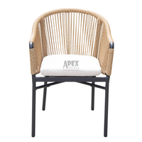 Haute qualité moderne étanche Restaurant empilable en aluminium corde chaise de jardin moderne corde à manger chaise avec bras luxe en plein air