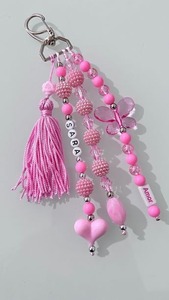 Palabras personalizadas Colores de primavera Cuentas Estilo de playa Llavero de cuentas con borla - Product Image 5