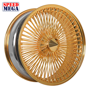 ล้อซี่ลวด Speedmega ขนาด 17-24 นิ้ว สีไทเทเนียมทอง ขอบลึก สำหรับรถคลาสสิค วินเทจ โลว์ไรเดอร์ และรถเก่า - Product Image 1