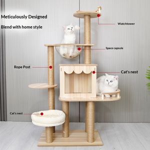 บ้านต้นไม้แมวไม้เนื้อแข็งทนทาน พร้อมเชือกป่านศรนารายณ์ที่นุ่มสบาย ผู้ผลิตที่สามารถปรับแต่งได้ - Product Image 3