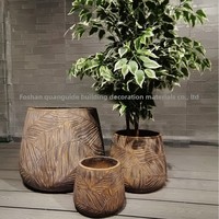 Pot de fleurs rond en ciment de style européen, grande taille, résistant à la corrosion, personnalisé en usine, pour projets hôteliers, utilisation intérieure et extérieure