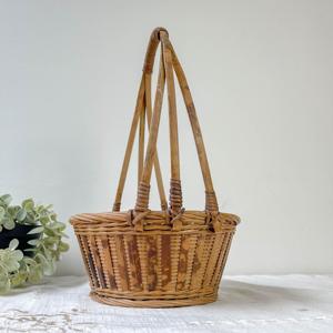 <b>Small</b> Rattan and Bamboo <b>Basket</b> Vintage Bohemian Storage <b>Basket</b> Natural Handmade Woven Decor Vietnam - Product Image 1
