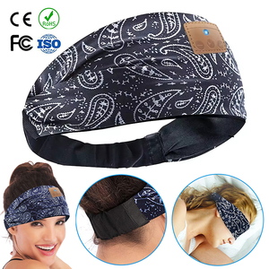 Bandeau de sport musical Bluetooth personnalisé (motif et couleur) avec écouteurs intégrés, masque de sommeil élastique en tissu anti-transpiration pour le yoga et le sommeil latéral, avec micro - Product Image 1