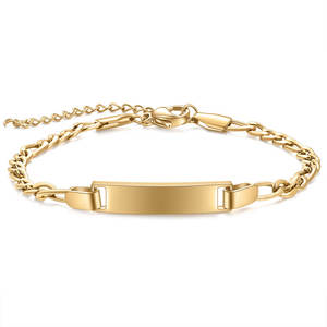 Nouveau bracelet incurvé personnalisable en acier inoxydable plaqué or 18 carats, gravable, ajustable, géométrique, tendance, pour enfants - Product Image 6