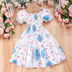 Vestiti estivi per bambini e bambine manica a sbuffo 3-8 anni stile coreano <span class=keywords><strong>dolce</strong></span> carino Casual da principessa per feste abiti da bambina - Product Image 3