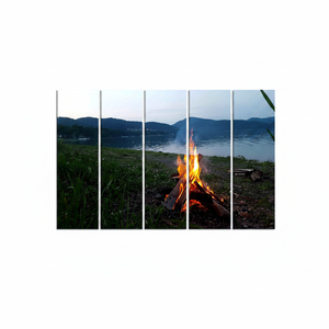Bonfire Landscape Tempered Glass <b>Wall</b> Art: Printed <b>Canvas</b> Design,SET OF 5 <b>CANVAS</b> - Product Image 2