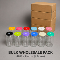 Vente en gros de verres en forme de canette en borosilicate de 16 oz, 12 couleurs vibrantes pour les cadeaux de fête et de mariage, gobelet à soda haute transparence