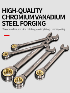 1Pc 6-32mm Cờ lê kết hợp bánh cóc Tiết kiệm sức lao động Công nghiệp kép Sử dụng kép Mở/Đầu spline Thép hợp kim Crom Vanadi - Product Image 4