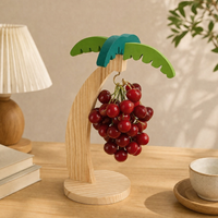 Support de rangement créatif pour fruits en bois massif, présentoir suspendu en fil métallique pour bananes, pour salon et bureau
