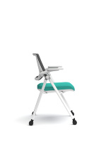 Chaise de conférence moderne en maille GS-G2401C avec accoudoirs inclinables et rabattables, design pliable pour usage scolaire et commercial